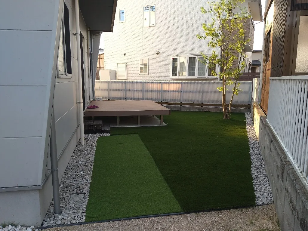 山口市 Y邸 雑草対策 (防草シート+人工芝)